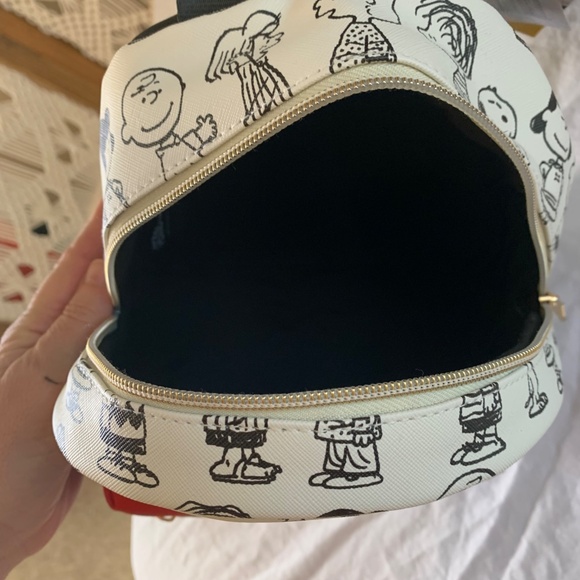 Peanuts Snoopy & Friends Mini Backpack NWT | Red Black White Cartoon Print Bag - Picture 6 of 10
